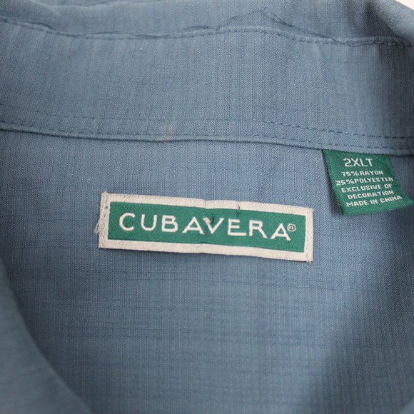 Cubavera 2XLT blue and white button up short sleeve dress shirt - Picture 5 of 5